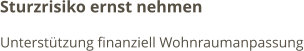 Sturzrisiko ernst nehmen Unterstützung finanziell Wohnraumanpassung